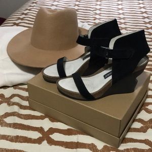 TSUBO Black Suede Fabric Platform Sandals (Brand New)